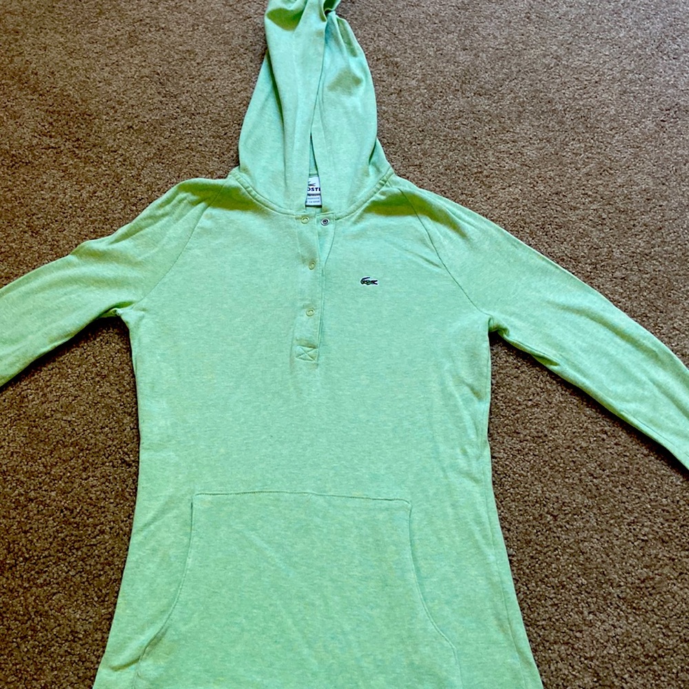 Lime green LACOSTE hoodie w/ kangaroo pocket-long sleeve